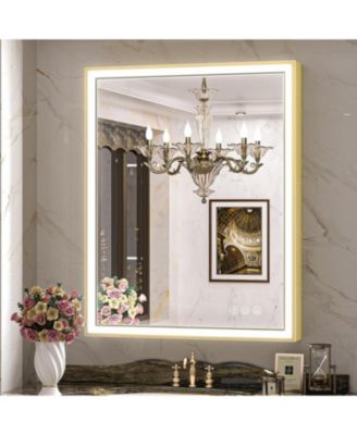 45° Angled Frontlit Metal Framed Bathroom Vanity Mirror with Anti-fog Function