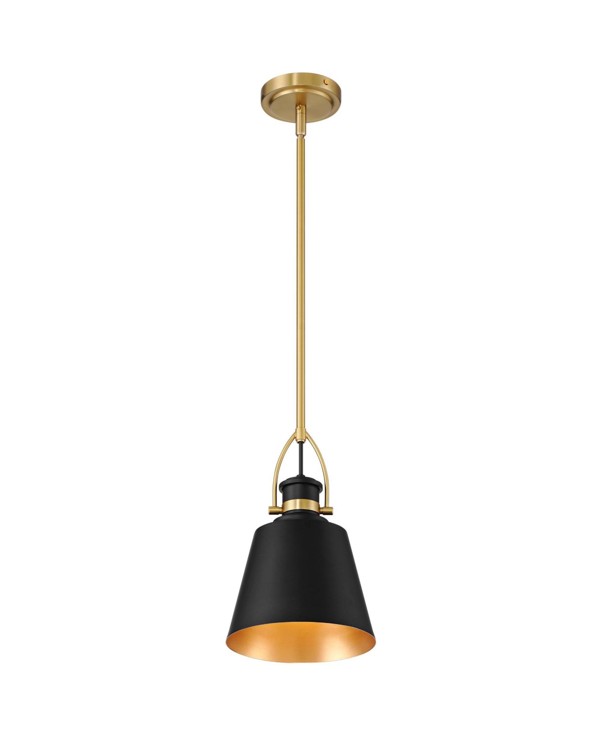 Possini Euro Design West 8" Mid Century Modern Pendant Ceiling Light Fixture Dining Room Over Table Matte Black Sand Gold Finish Mini