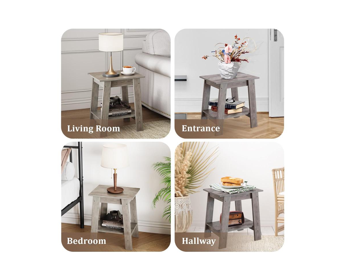 gaomon Side Table, End Table, Nightstand, 2-Tier Storage Shelf, Entryway Table, Sofa Table for Small Space, Living Room, Bedroom, Small Minimalist Bed