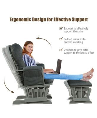 Baby Nursery Relax Rocker Rocking Chair Glider & Ottoman Set w/ Cushion