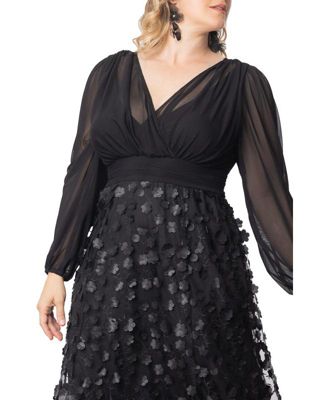 Plus Size Blossoming Beauty Mesh Evening Gown