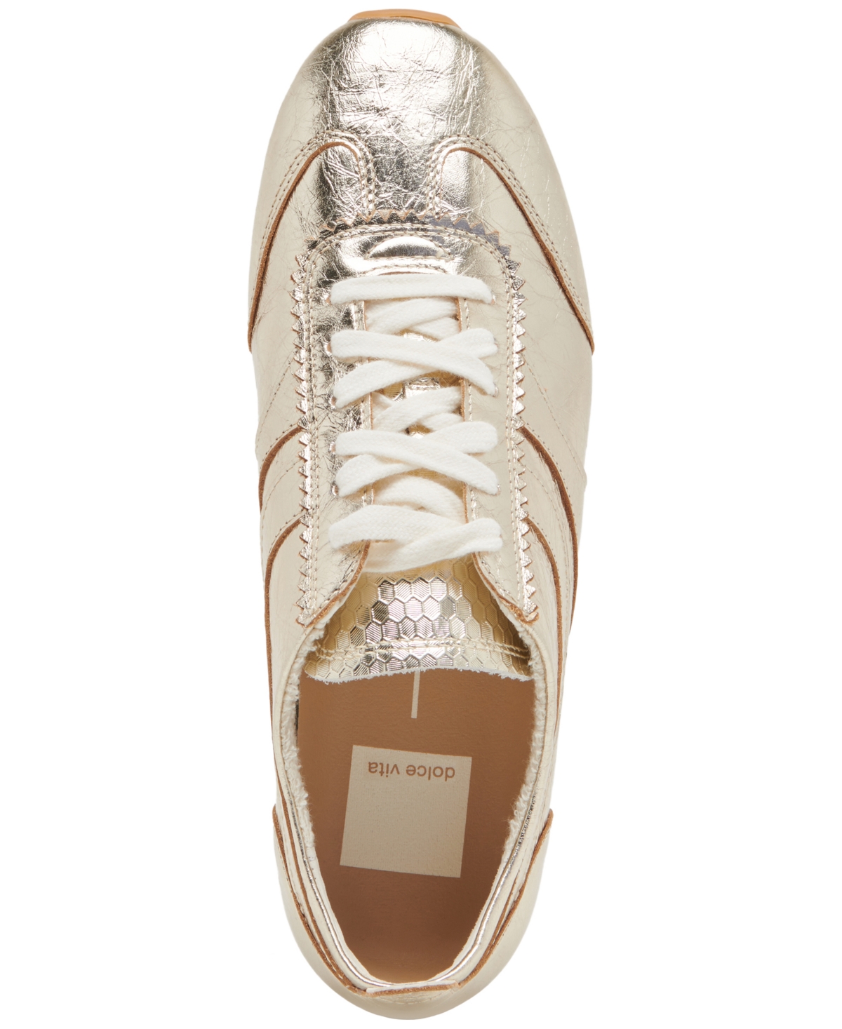 Dolce Vita Delaney Sneaker In Light Gold Crinkle Patent