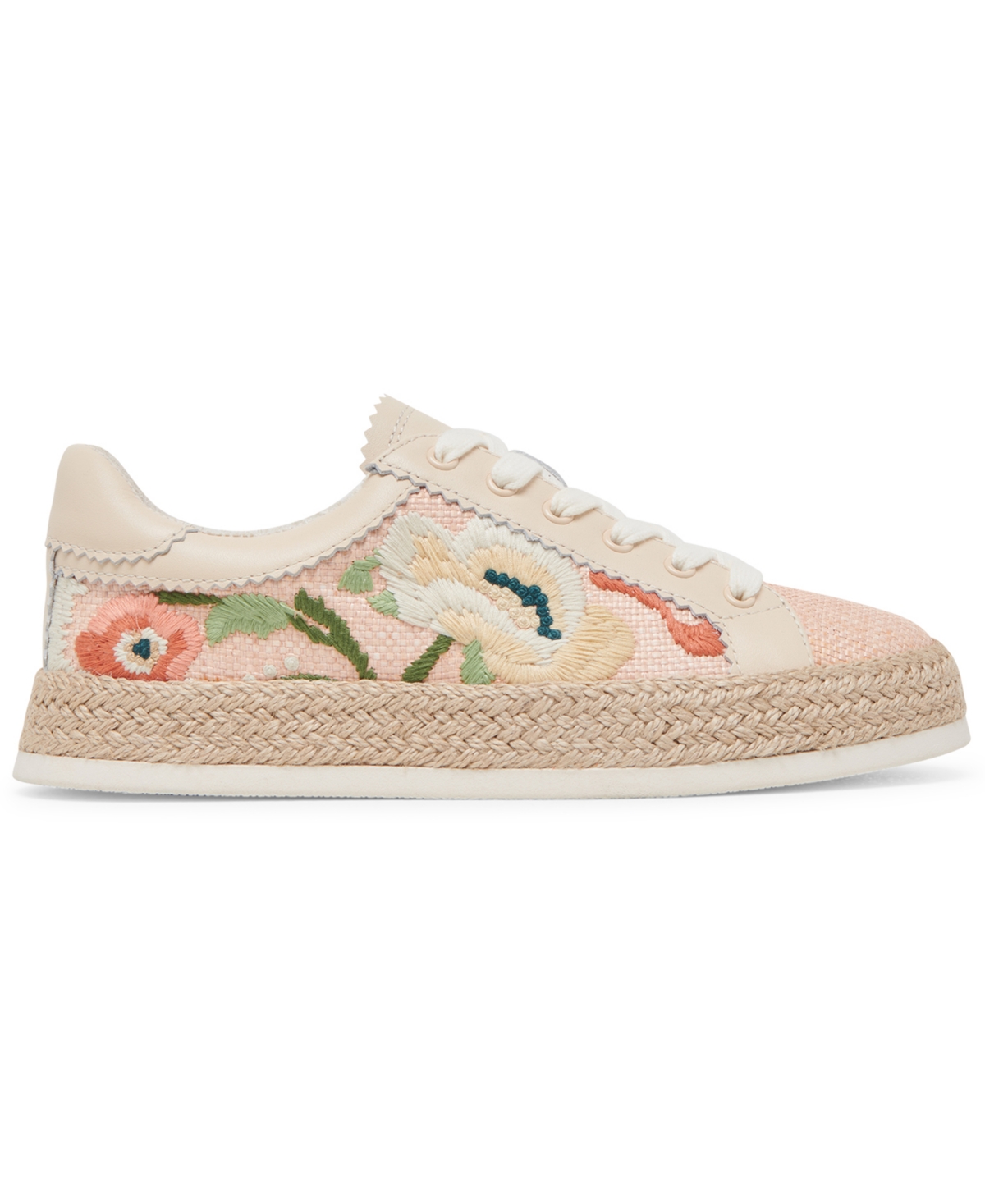 Dolce Vita Women's Azalia Floral Crochet Espadrille Lace-up Sneakers In Pink Floral Raffia