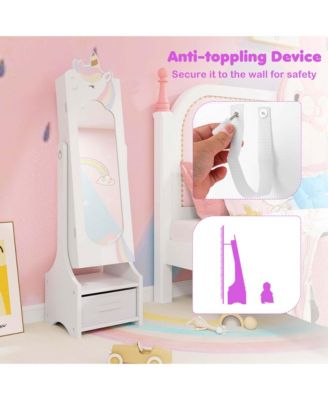Kids Vanity Set Princess Makeup Dressing Table & Chair Set with Kids Jewelry Armoire