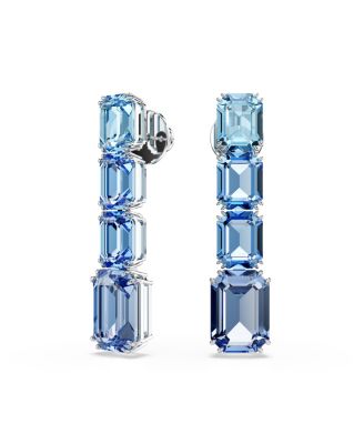Octagon Cut Rhodium Plated Millenia Drop Earrings