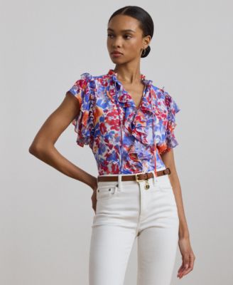 Lauren Ralph Lauren - Women's Floral Ruffle-Trim Georgette Blouse
