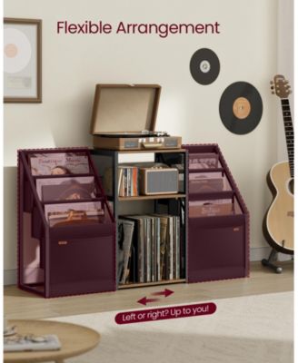 3-Tier Record Player Stand with Vinyl Record Storage for 140 Albums, End Table for Living Room or Bedroom