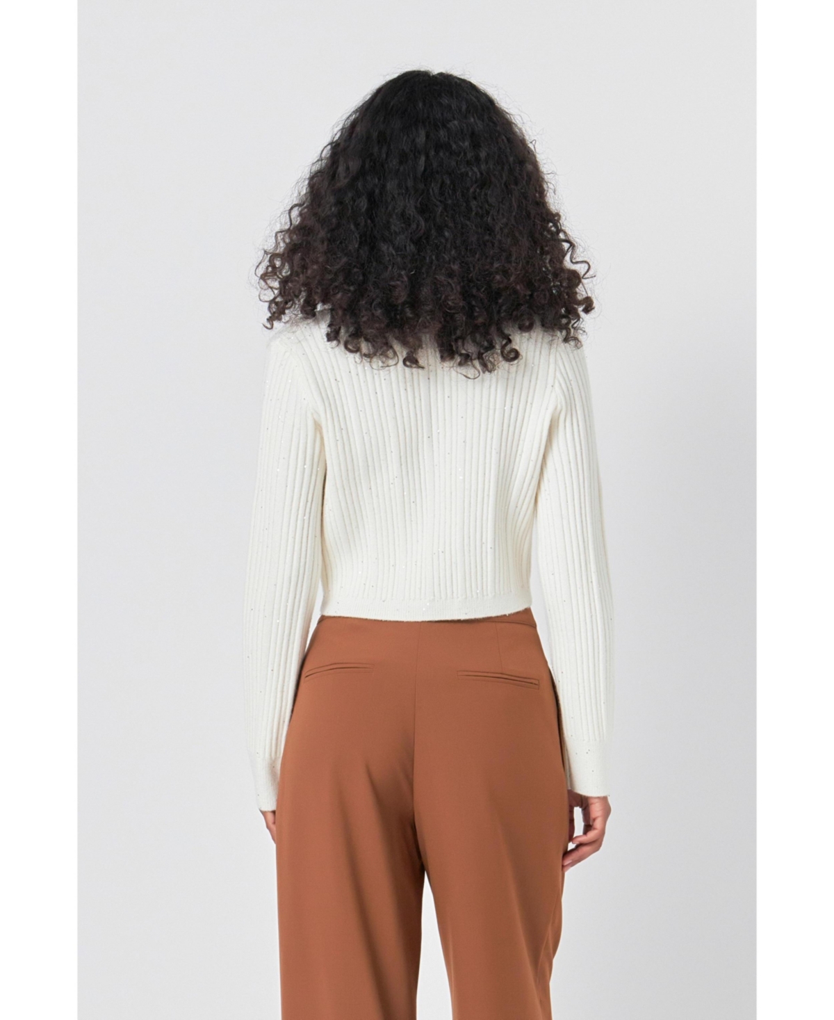endless rose Women's Sequins Crop Cardigan