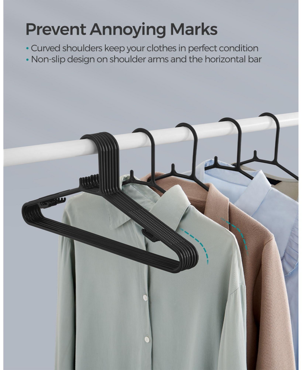 Slickblue Plastic Hangers 50-Pack – Space-Saving, Lightweight Clothes Hangers for Pants, Coats, Dresses