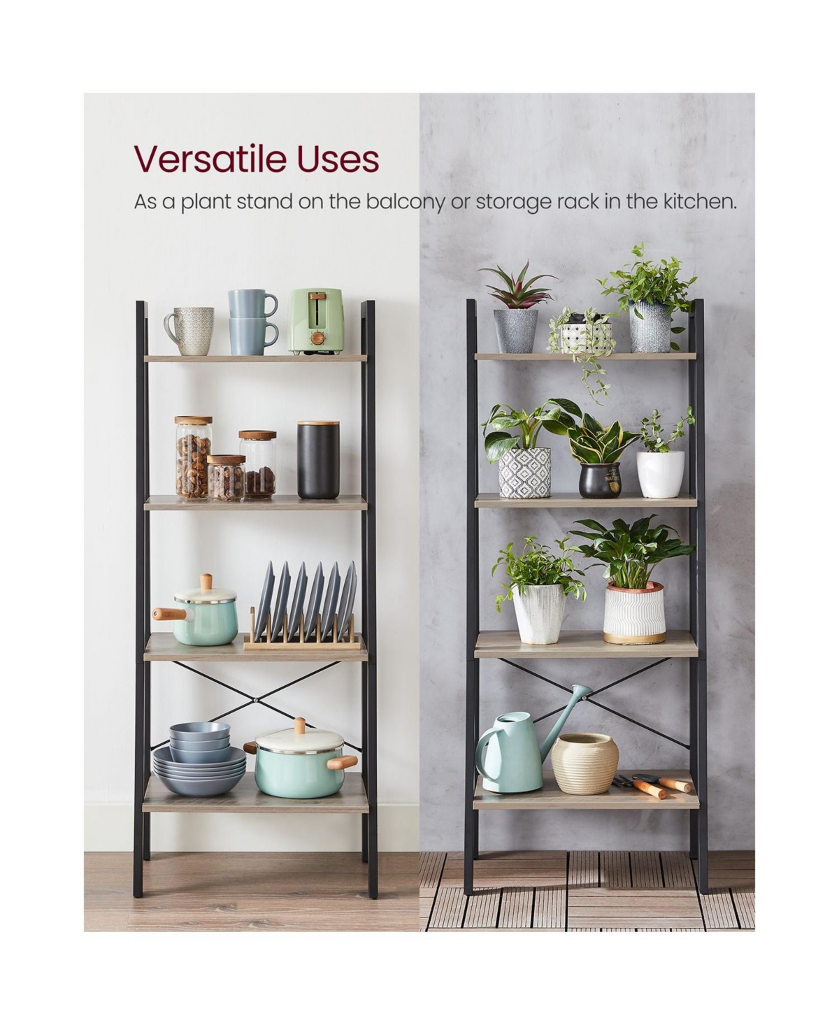 Slickblue 4-Tier Bookshelf Storage Rack, Shelves for Bathroom and Living Room Organization