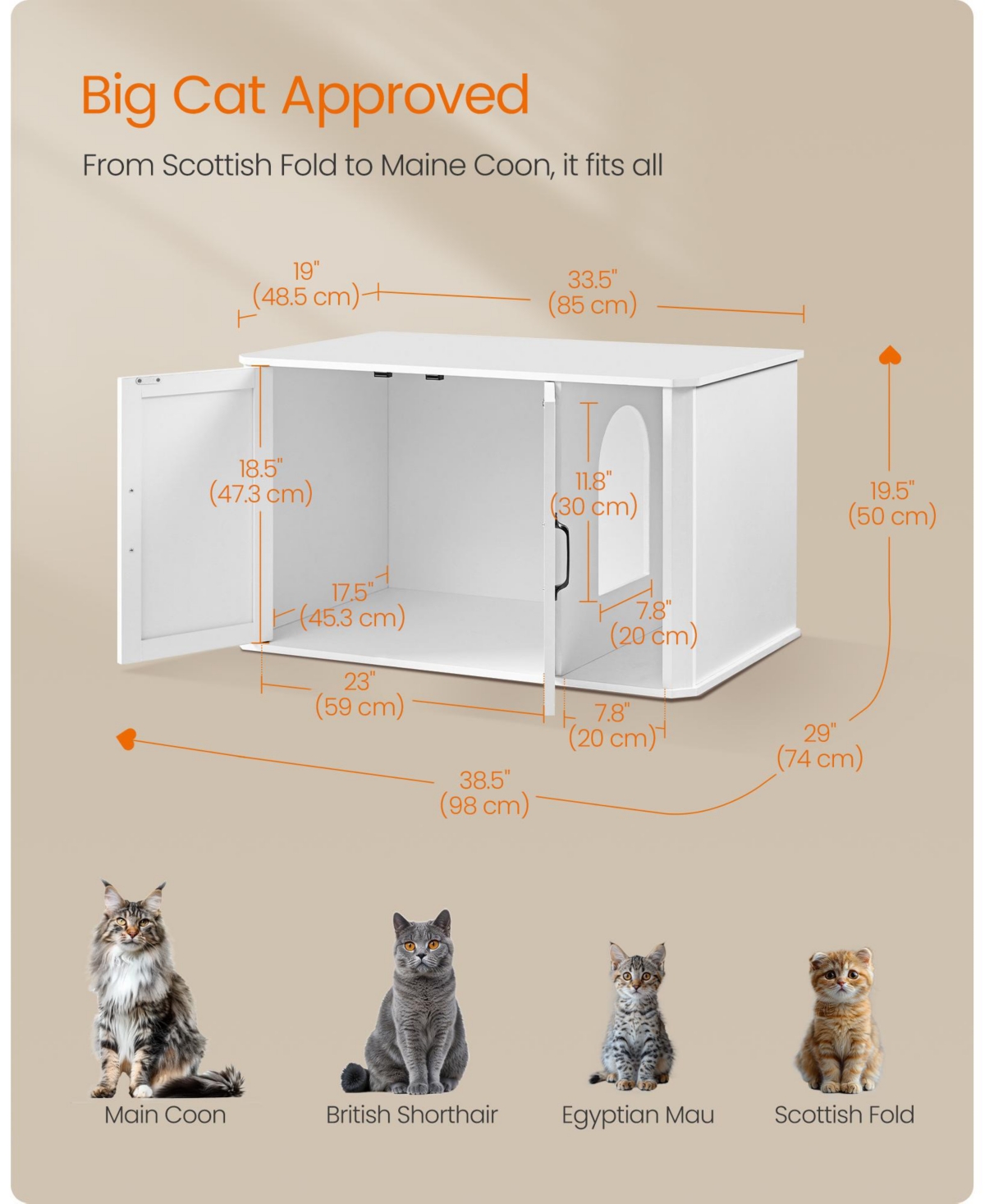 Slickblue Modern Litter Box Enclosure with Front Entry, Hidden Cat Litter Box Furniture