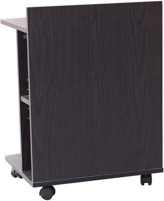 - Farrell Snack Side End Table with Storage Shelves and Wheels, Chocolate