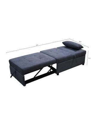 4 in 1 Adjustable Footstool Bed Stool Guest Sofa Chair, Modern Sleeper Sofa Guest Bed with Adjustable Backrest and Pillow for Bedroom, Living Room, Small Room Apartment