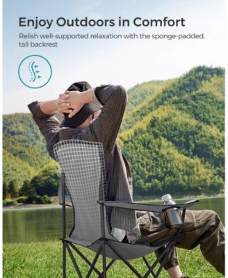 Heavy Duty Folding Camping Chair with Comfortable Sponge Seat and Cup Holder