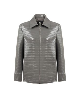 Women's Shirt Collar Faux Leather Jacket