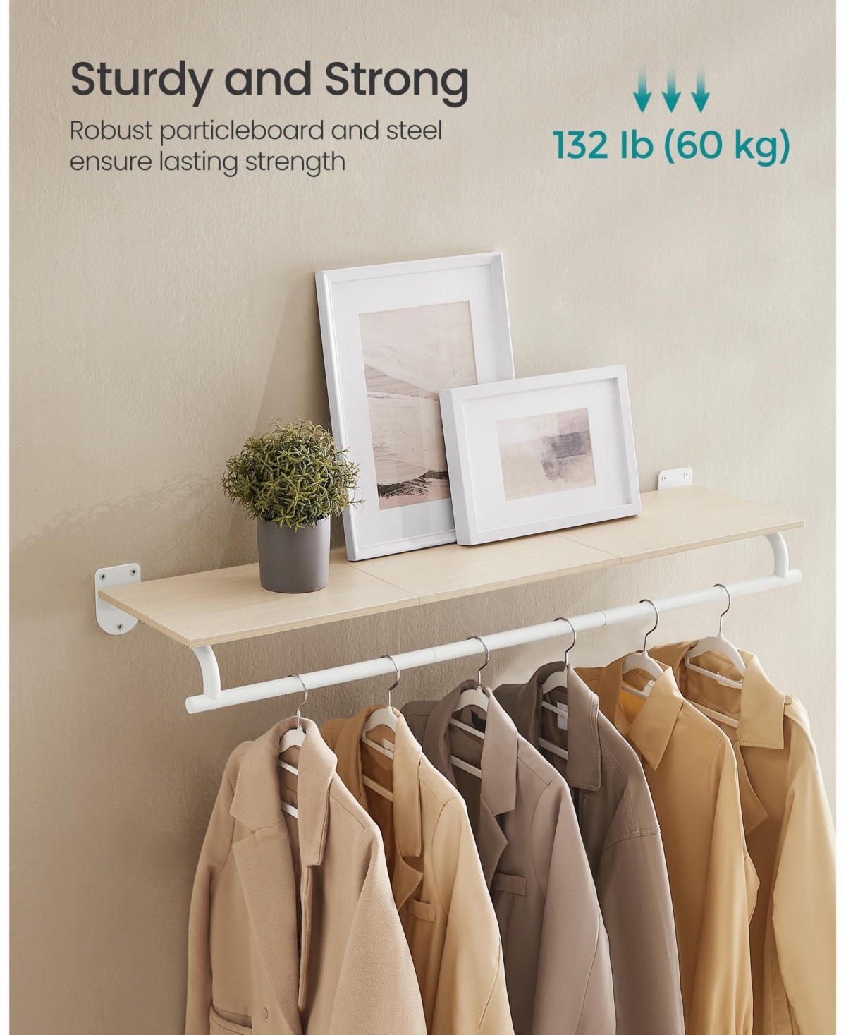 Slickblue Clothes Rack with Top Shelf for Hanging and Storage Organization