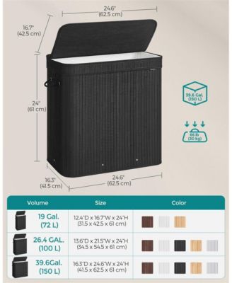 Laundry Hamper Dirty Clothes Storage Basket with Lid Liner and Handles Rectangular