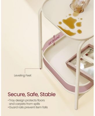 2-Tier Accent End Table Metal Coffee Table w/ Tray Storage Living Room