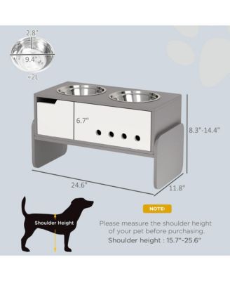 Elevated Dog Bowls w/ Slow Feeder Mat, Storage Cabinet