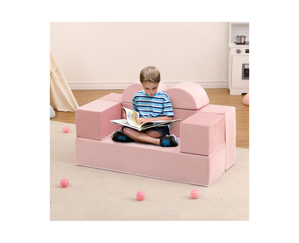 gaomon Kids Play Couch, 6Pcs Modular Kids Play Sofa for Playroom Bedroom, Kids Modular Couch Toddler Foam Sofa, Kids Convertible Sofa with Removable C
