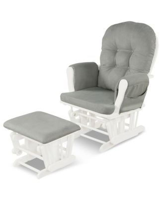 Glider and Ottoman Cushion Set Wood Baby Nursery Rocking Chair