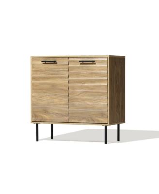 Mid-Century Modern Wave 2-Door Cabinet with Metal Legs