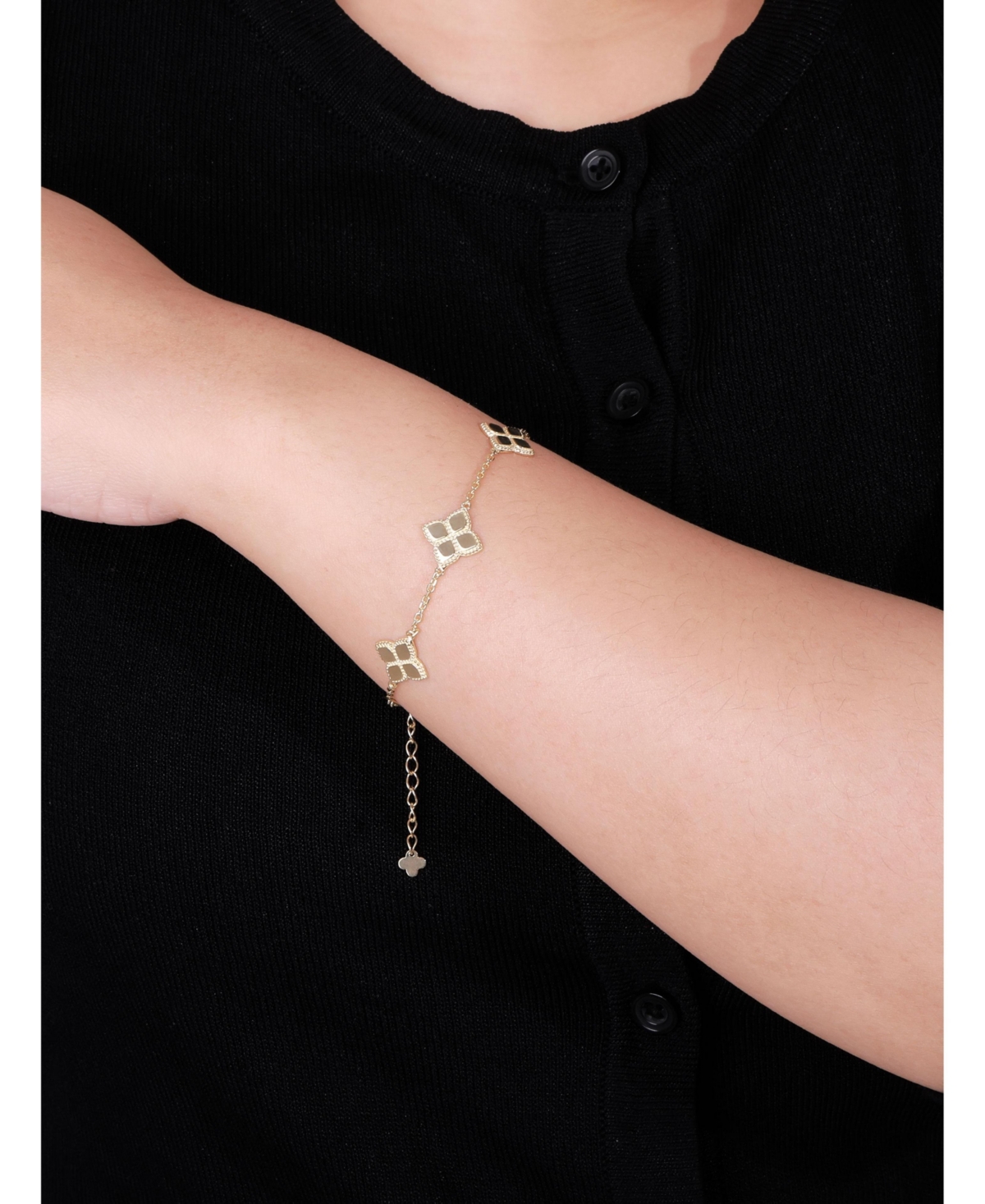 Devata Clover Chain Bracelet in 14K Gold, 6.5 in adj to 7.5 in