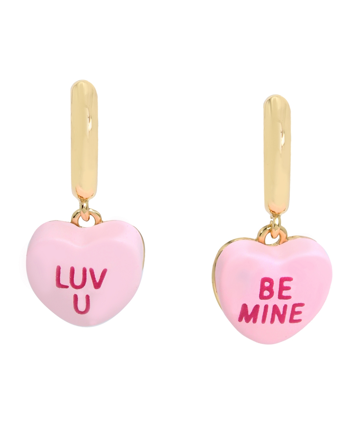 BETSEY JOHNSON PINK SWEETHEART CHARM HUGGIE EARRINGS 