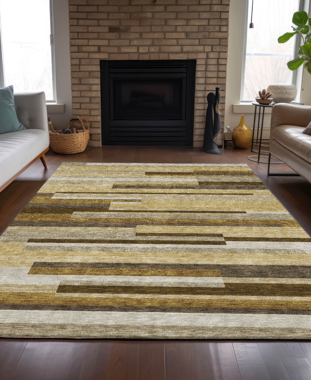 Addison Chantille Acn766 9'x12' Area Rug In Khaki
