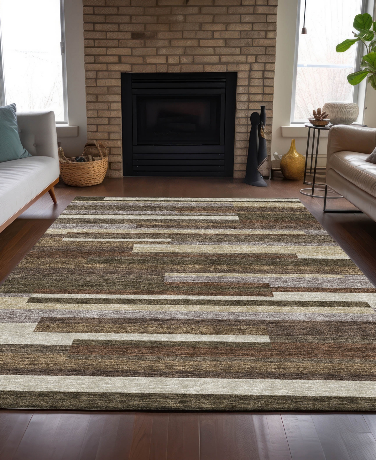 Addison Chantille Acn766 9'x12' Area Rug In Brown