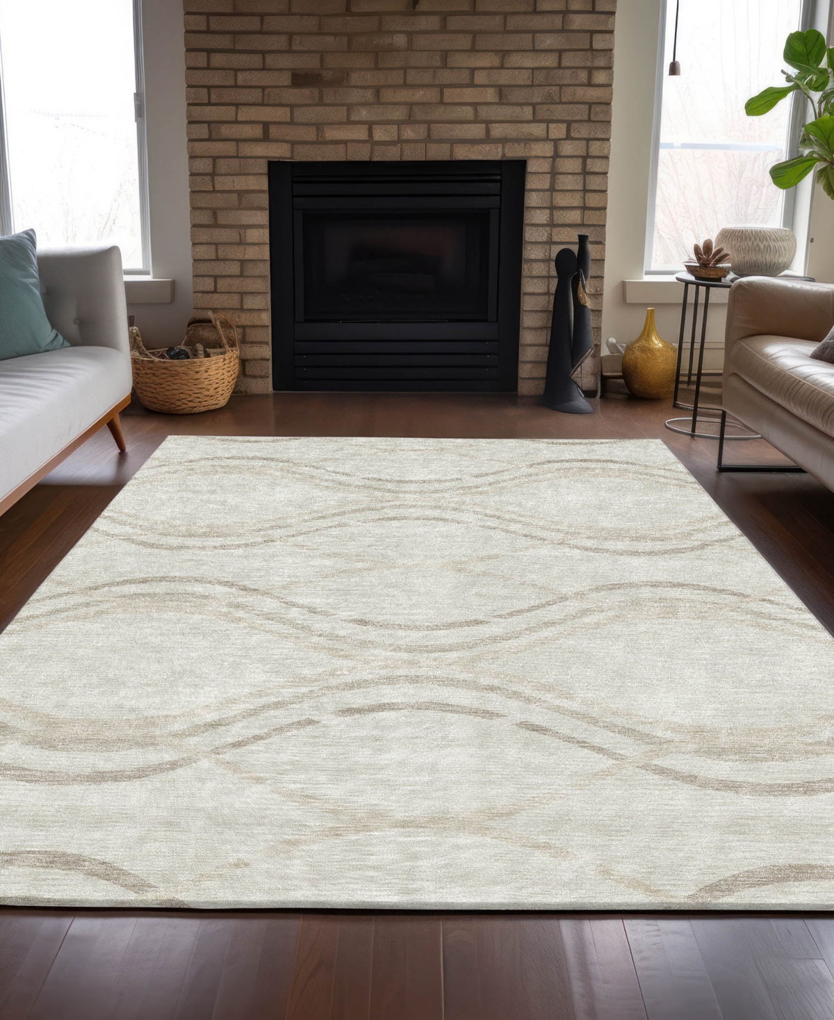 Addison Chantille Machine Washable Acn757 8'x10' Area Rug In Ivory