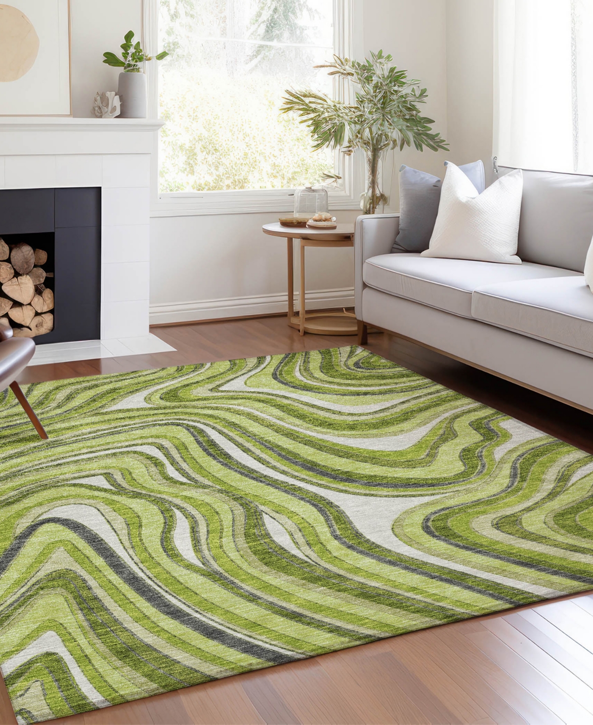 Addison Chantille Machine Washable Acn756 8'x10' Area Rug In Lime
