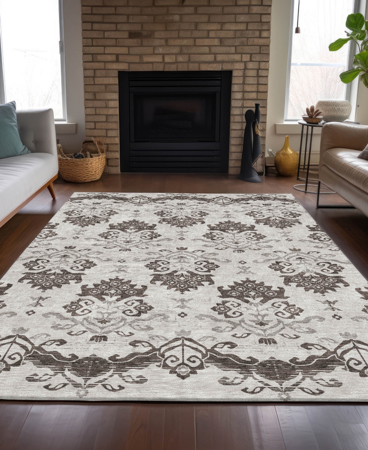 Addison Chantille Acn759 2'6"x3'10" Area Rug In Chocolate