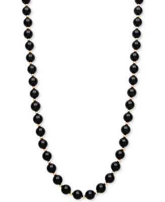 Macy's Onyx Bead Necklace (8mm) in 10k Gold - Macy's