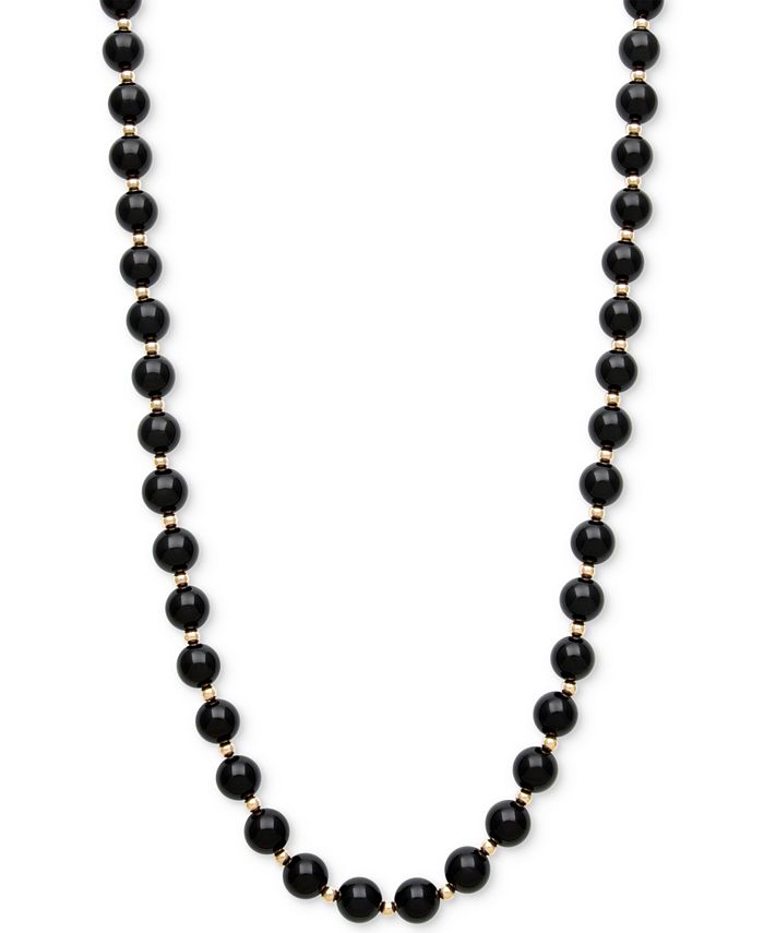 Macy's - Onyx Bead Necklace (8mm) in 10k Gold
