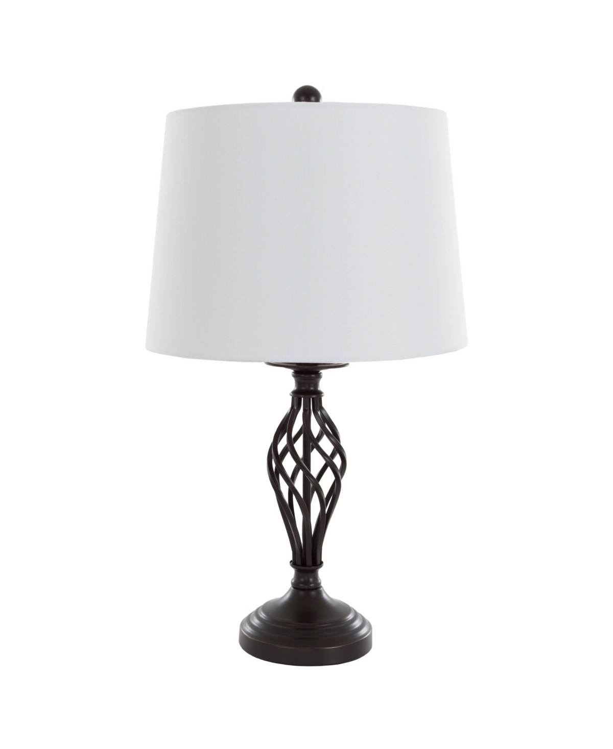Lavish Home 24.5" Spiral Cage Table Lamp Set In Bronze And White