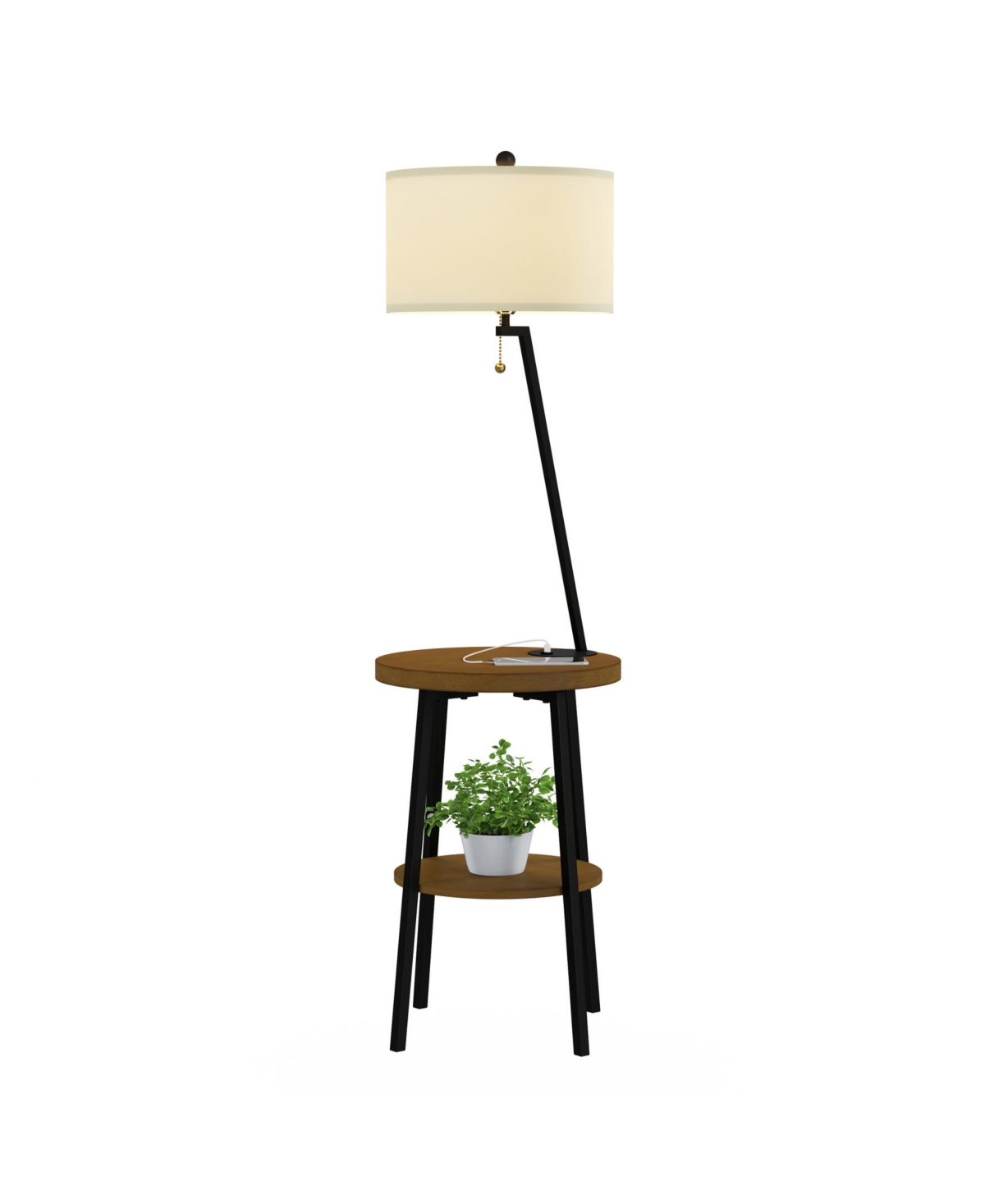 LAVISH HOME 58" MID-CENTURY MODERN FLOOR LAMP WITH TABLE 