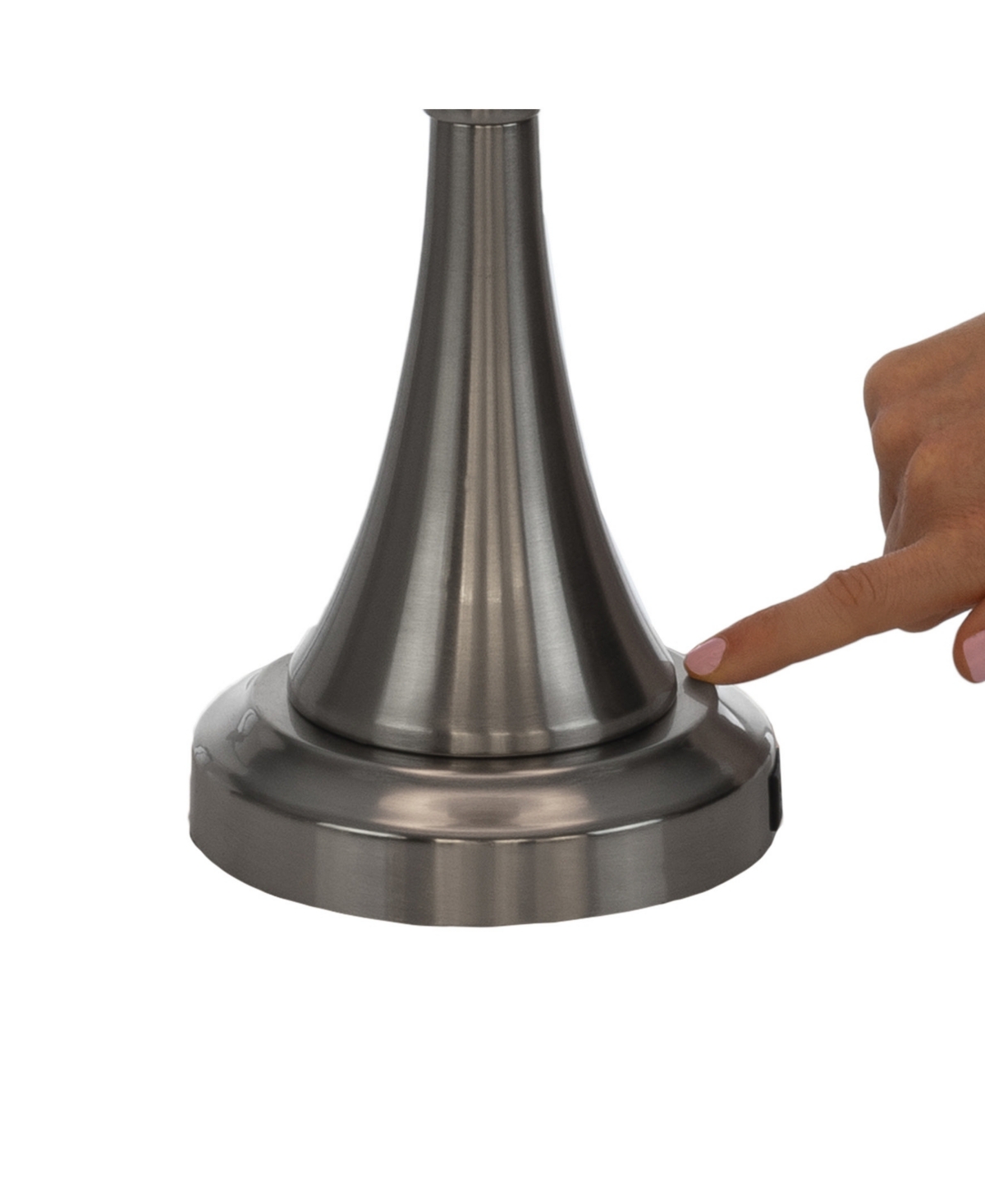 Lavish Home 28.74" Usb Charging Led Table Lamp Set In Brushed Silver