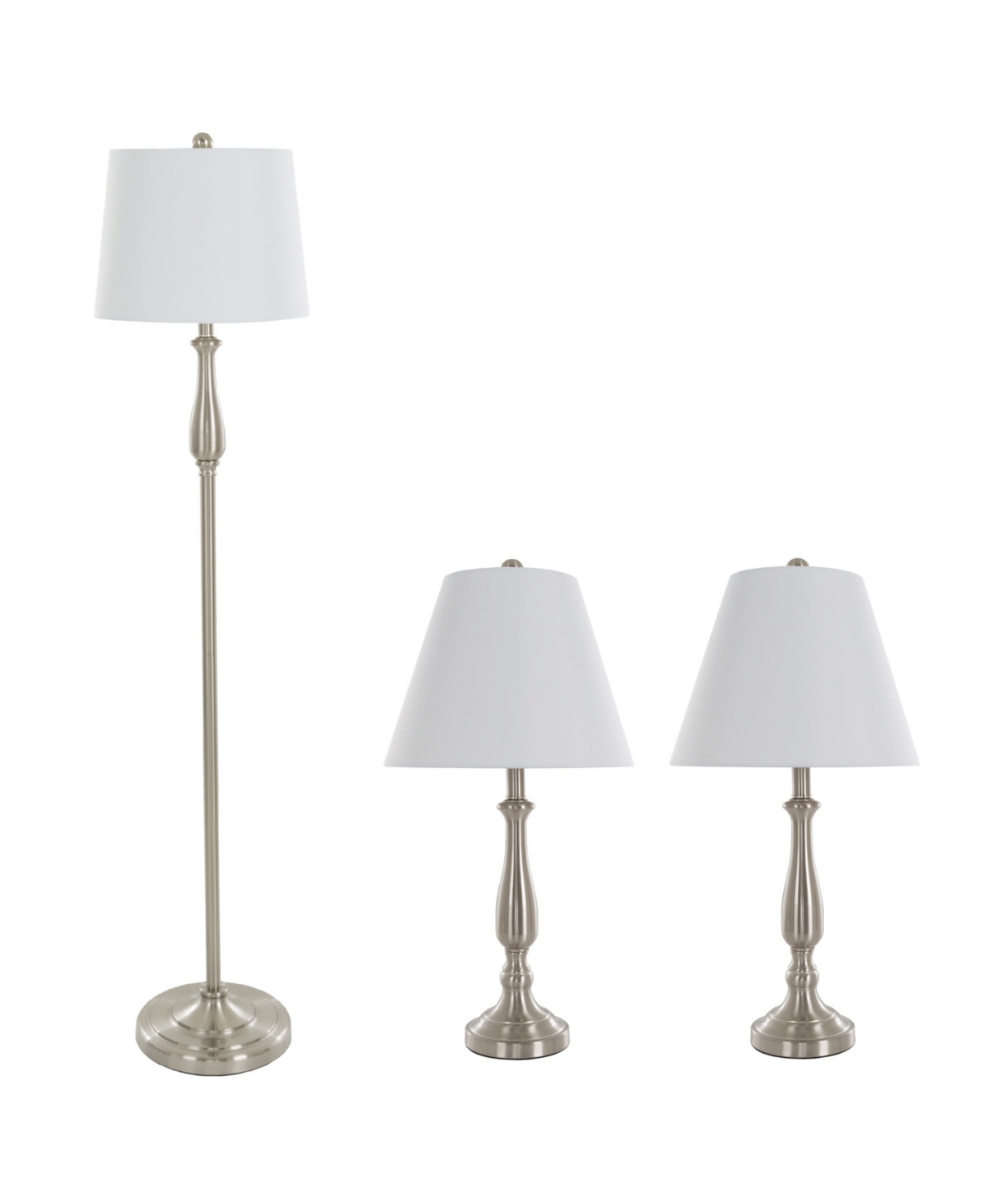 LAVISH HOME LIGHTING TABLE AND FLOOR LAMP, SET OF 3 