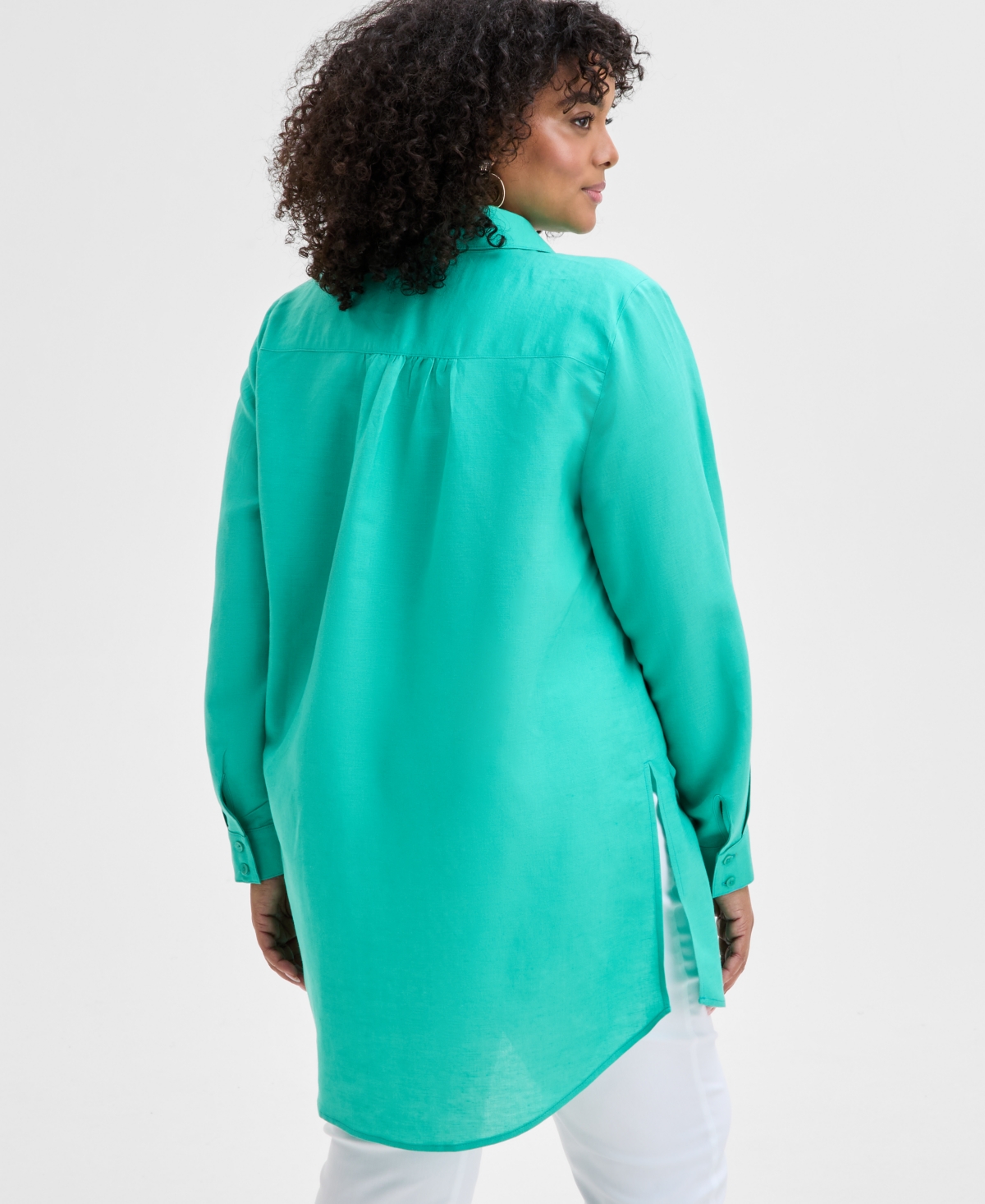 Inc International Concepts Plus Size Linen-blend Tunic, Exclusively At Macy's In Winter Garden