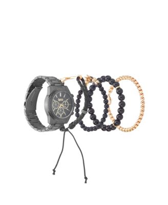 Men's Quartz Shiny Gun Tone Metal Watch, 44.8mm