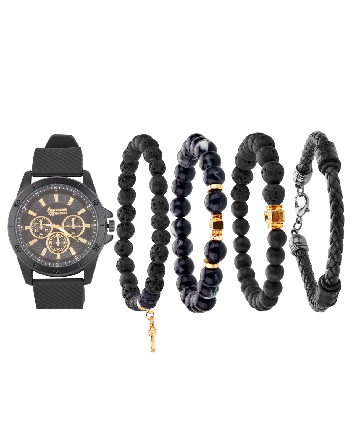 American Exchange Men's Quartz Matte Black Silicone Strap Watch, 47mm In Black