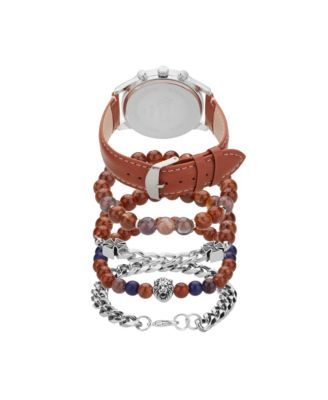 Men's Quartz Cognac Polyurethane Strap Watch, 44mm