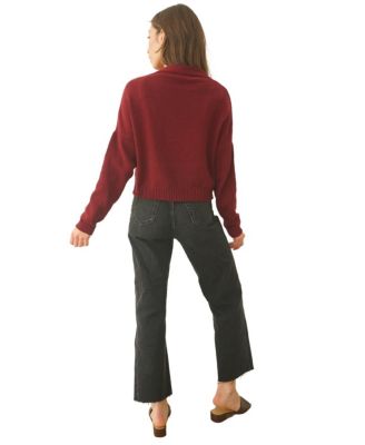 Women's Cotton Diana Crop Cardigan in Burgundy
