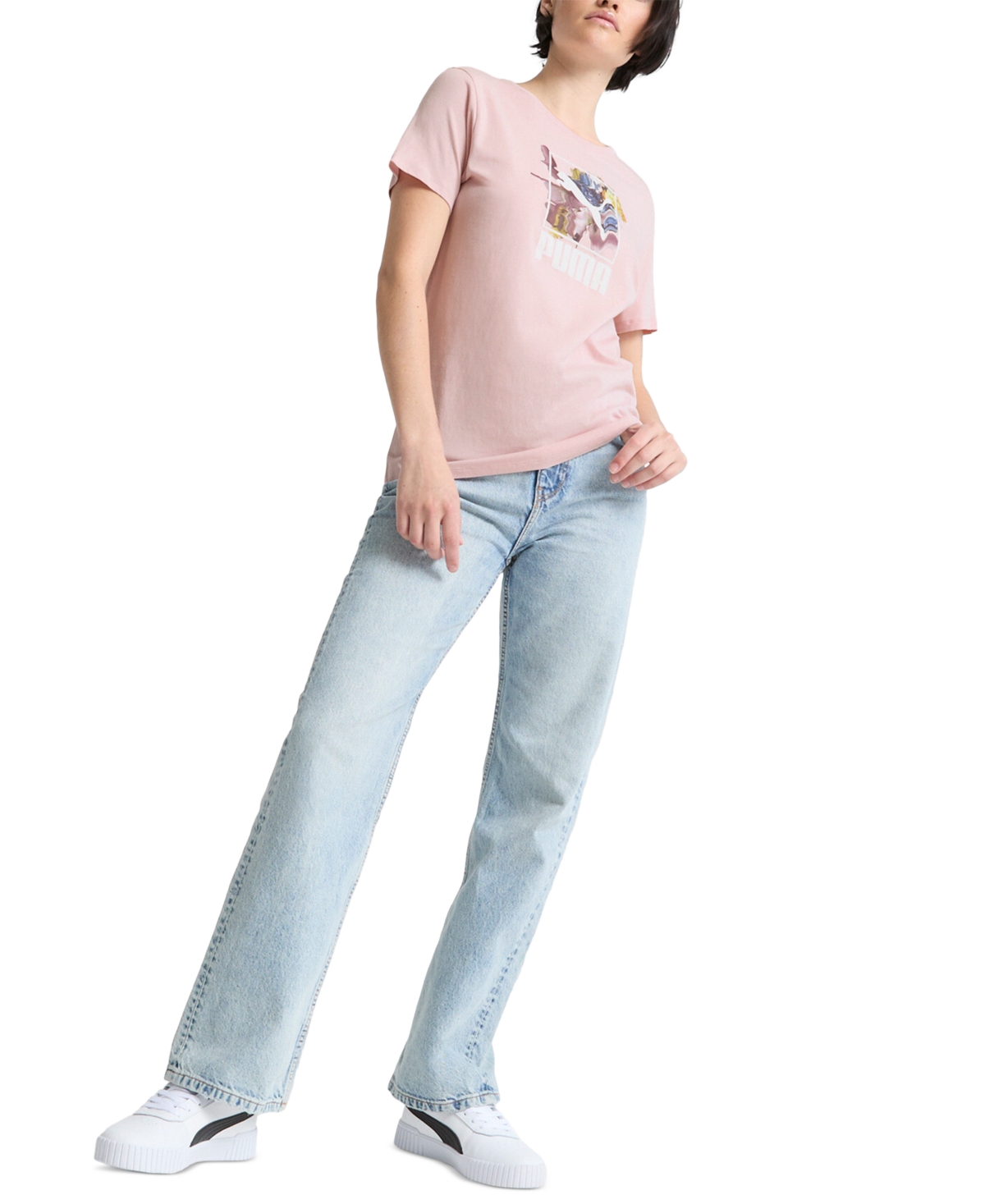 Puma Women's Outburst Graphic Print Cotton Crewneck T-Shirt