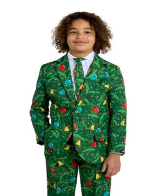 Big Boys Christmas Tree Light Up Suit Including Blazer, Pants and Clip-On-Tie