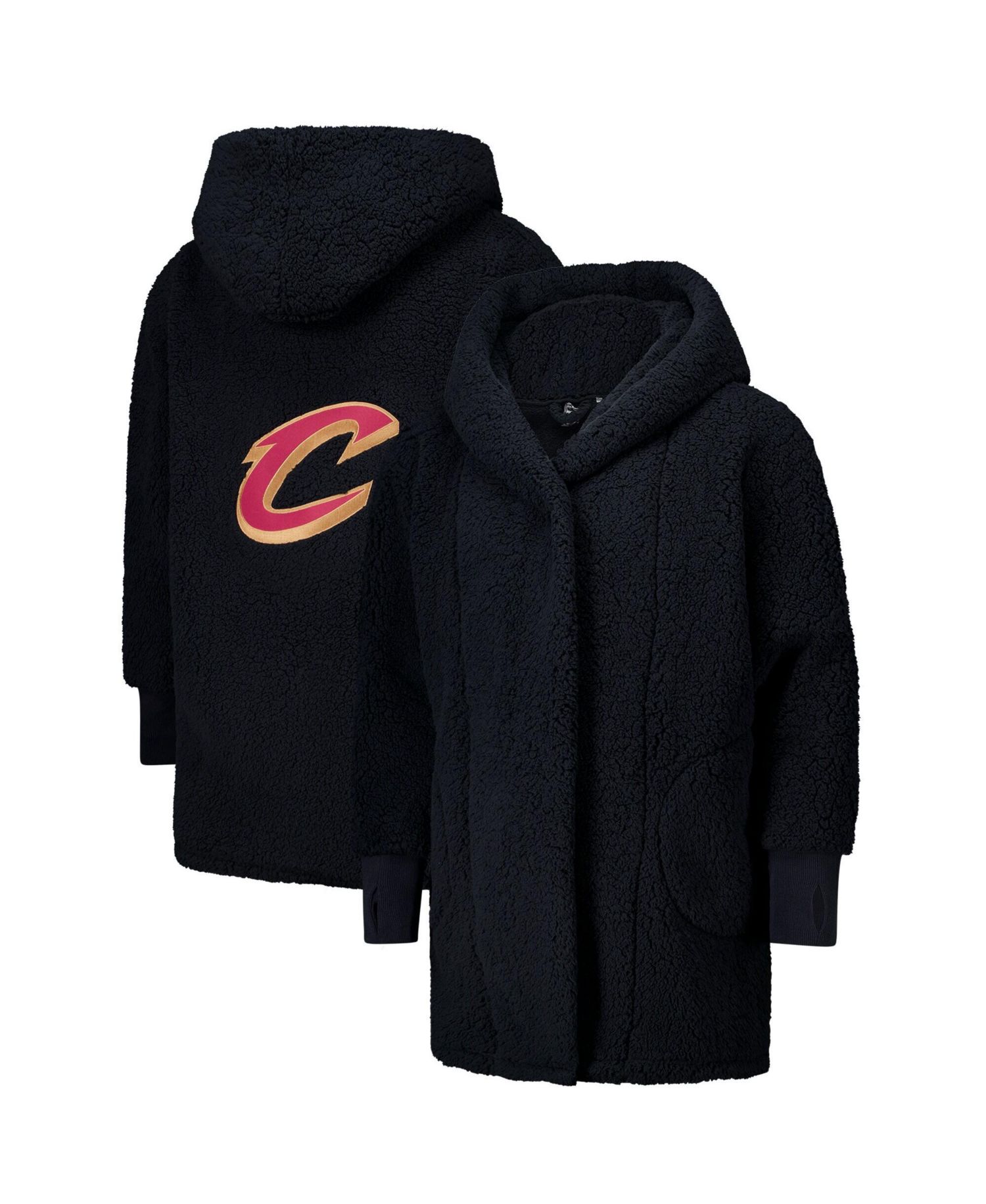 Men's and Women's The Best Lounger In The World Black Cleveland Cavaliers Oversized Open-Front Hoodie Sweater
