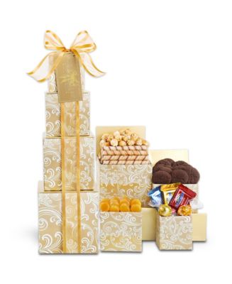 Alder Creek Gift Baskets Golden Decadence Holiday Gift Tower, 10 Piece ...