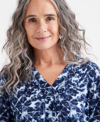 売れ筋商品|||スタイルアンドコー カットソー トップス レディース Petite V-Neck Pin-Tuck Top, Exclusively at Macy's Marble Natural Style & Co Petite V-neck Pin-tuck Top, Exclusively At Macy's