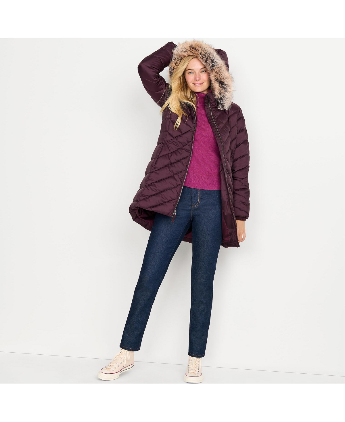 Lands' End Women's Insulated Cozy Fleece Lined Winter Coat